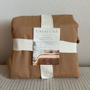 NWT King Heavyweight Linen Blend Duvet Cover & Sham Set Warm Brown - Casaluna
